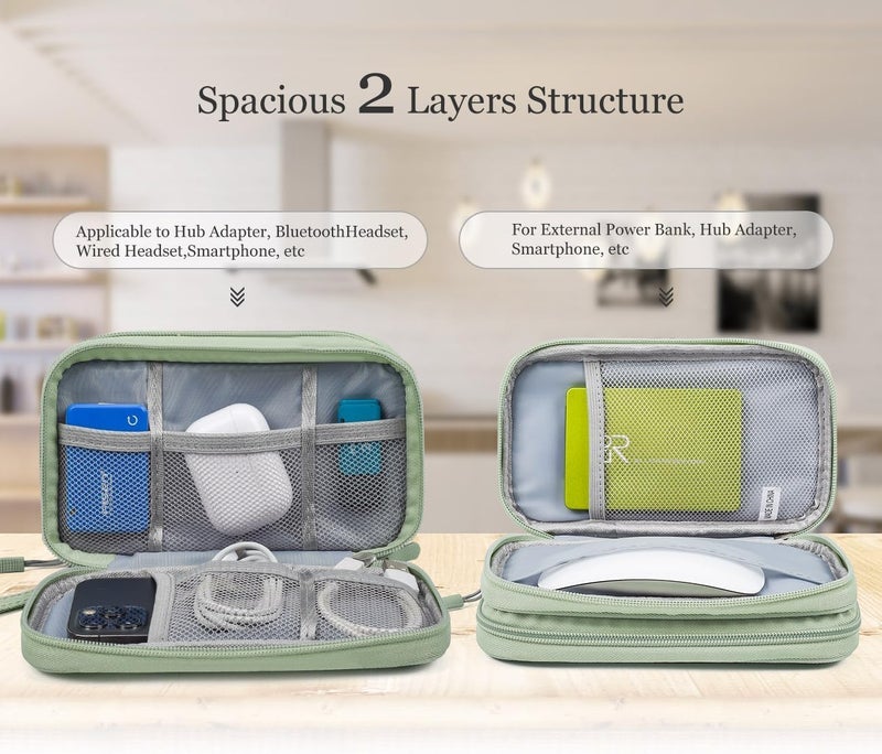 CAOODKDK Electronic Organizer Travel Cable Accessories Bag,Electronic Organizer Case,Electronic Accessories Organizer Bag for Power Bank, Charging Cords, Chargers, Mouse, USB Cable, Earphones (Mint Green) - Image 3